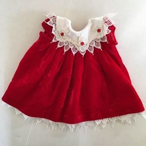 C.I.Castro&Co. Red & White Velvet Dress, 6 mos
